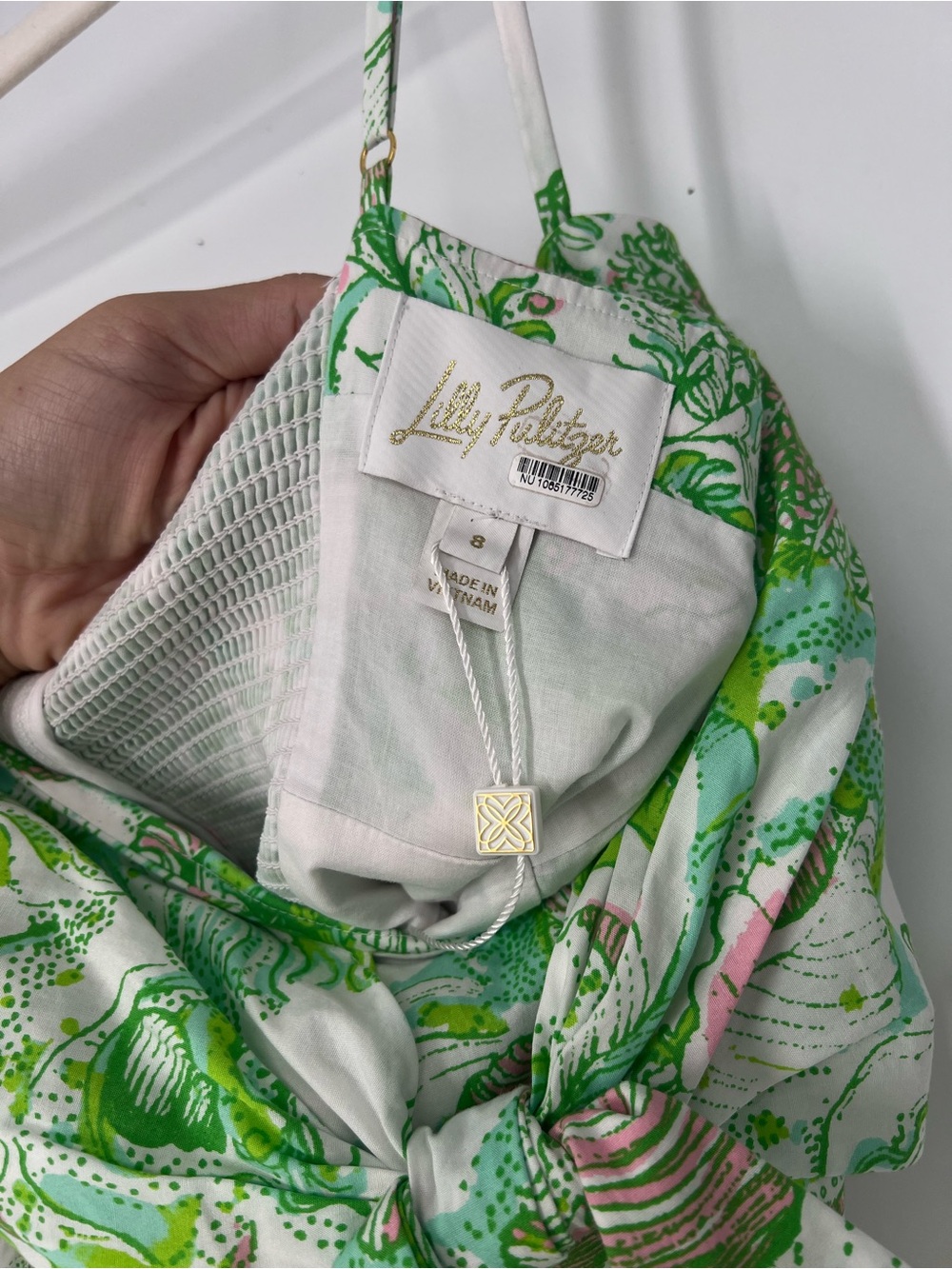 Lilly Pulitzer White Green Floral Nautical Preppy Botanical Bow Front Maxi Dress - Picture 6 of 12